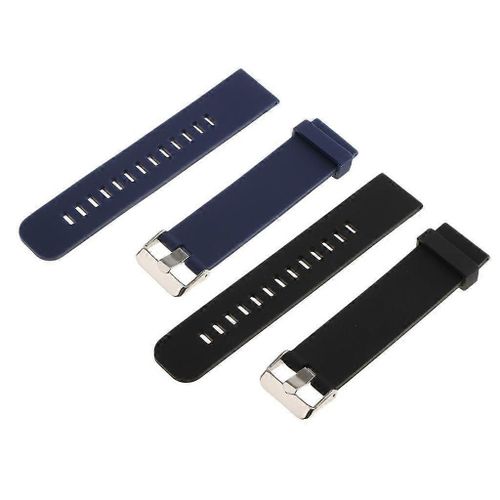 2 Pièces Durable Hommes Silicone Imperméable Sport Montre Bracelet Sangle Déploiement Fermoir 22mm