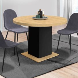 Table à manger ronde EDEN 6 personnes bois et noir 110 cm