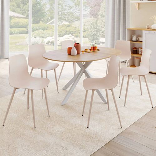 Lot De 6 Chaises En Polypropylène Kiara Beige Avec Pieds En Métal