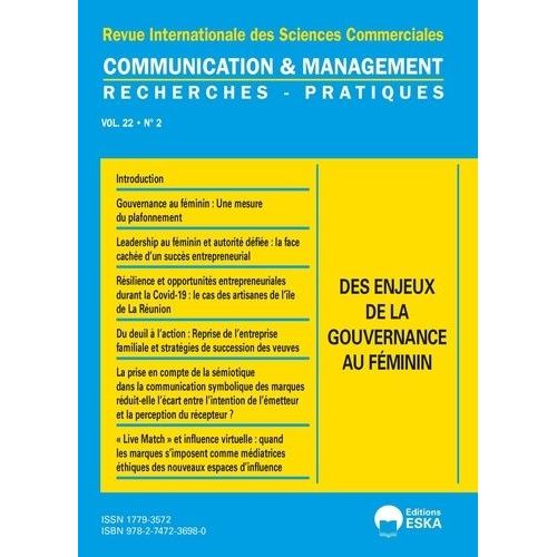 Des Enjeux De La Gouvernance Au Féminin - Revue Internationale Des Sciences Commerciales