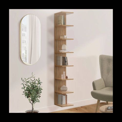 Etagère Murale Suspendue Double Position Chiara 8 Étagères Façon Hêtre 190 Cm