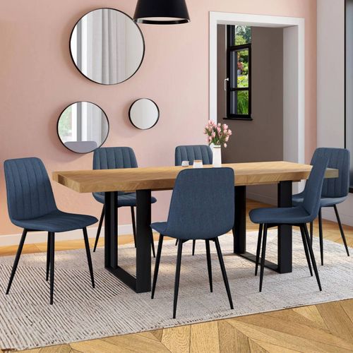 Lot De 6 Chaises Mira En Tissu Bleu Pour Salle À Manger