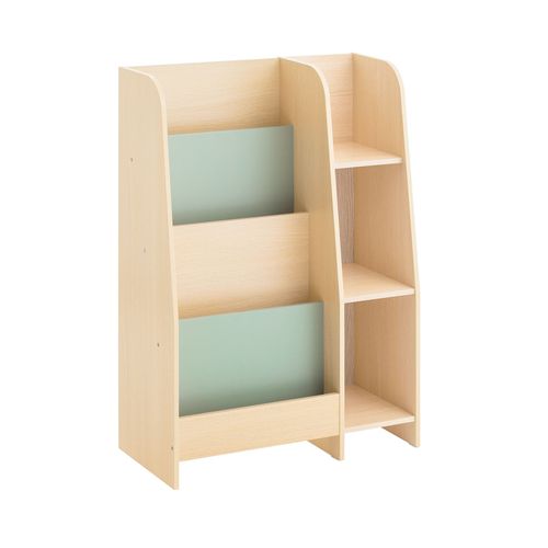 SoBuy Bibliothèque Enfant Rangement Jouet Enfant Meuble de Rangement Enfant avec 3 Compartiments et 4 Étagères Bibliothèque Livre pour Chambre Vert 63x30x90cm KMB114-GR