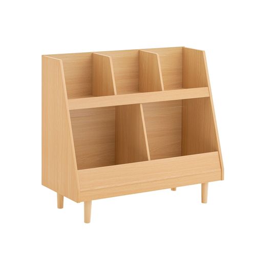 SoBuy Bibliothèque Enfant, Étagère à Livres, Meuble Rangement sur Pieds pour Enfant, Meuble Rangement Jouets et Livres pour Chambre d'enfant, 5 Compartiments Ouverts, 87 x 37 x 78 cm, KMB111-N