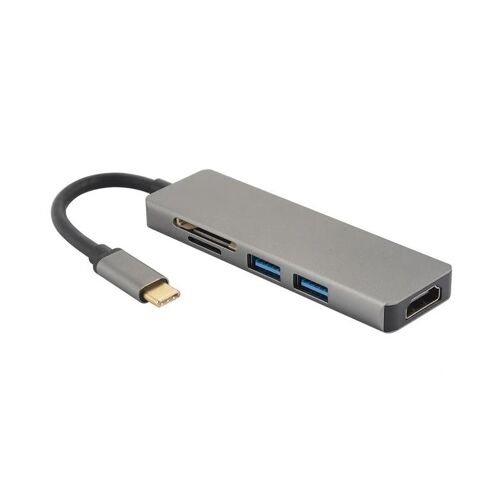 TYPE-C USB C VERS 4K HDMI ADAPTATEUR 3.0 HUB TRANSFERT DE DONNÉES PORT CHARGEMENT TF LECTEUR CARTE SD GRIS AC1402