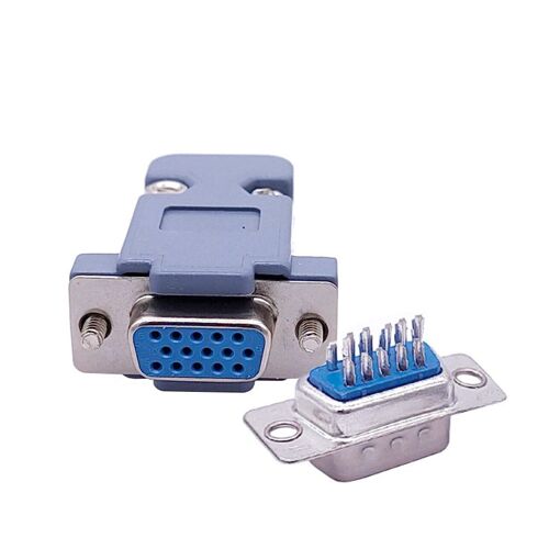 Adaptateur de Port VGA parallèle DB15, 15 trous, broches 3 rangées, prise femelle mâle, connecteur soudé + coque en plastique