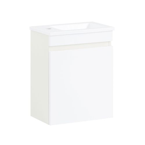 Sobuy Meuble Suspendu Pour Lavabo Armoire De Salle De Bain Avec Lavabo Meuble Salle De Bain Avec Vasque Ensemble De Lavabo En Céramique Meuble Lave-Mains, Blanc, Bzr170-W