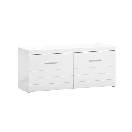 Sobuy Meuble Chaussure Banc Rangement - Banc Chaussures Entrée Avec 2 Portes, Rangement Fermé Réglable - Pour Couloir, Entrée, Chambre, Salon - Blanc 100x35x45cm, 227kg - Fsr178-W