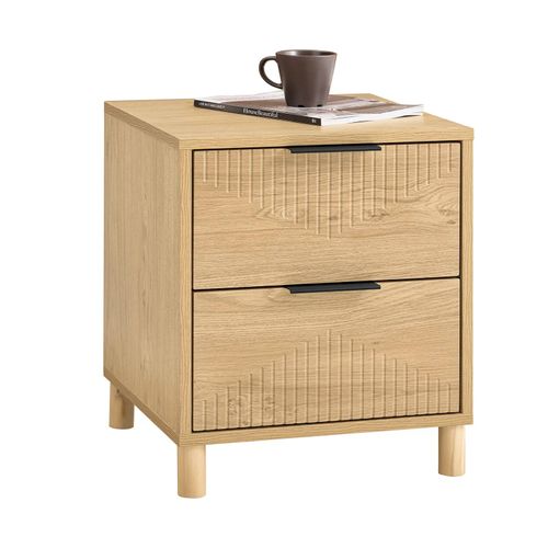 Sobuy Table De Chevet Avec 2 Tiroirs, Table D'appoint Pour Chambre À Coucher Ou Salon, Naturelle L 40 X P 42 X H 47 Cm Fbt166-N
