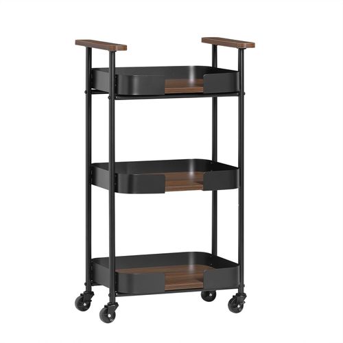 Sobuy Chariot De Service À Roulettes, Desserte De Cuisine Roulante, Étagère De Cuisine, Meuble De Rangement À 3 Niveaux Avec Poignées, Salle À Manger, Bureau, Salon, 50x32x86 Cm, Noir, Svw23-Sch