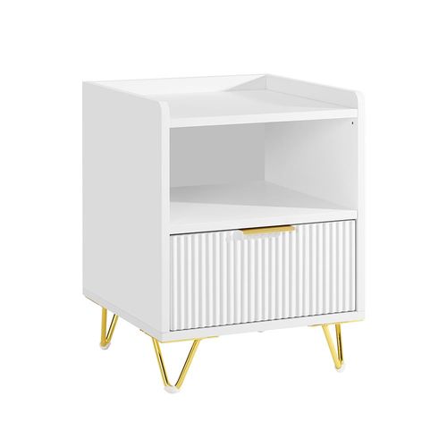 Sobuy Table De Chevet, Table De Nuit Avec Tiroir Et Étagère, Table D¿Appoint Moderne Pour Chambre Et Salon, Blanc L40 X P40 X H51 Cm Fbt169-W