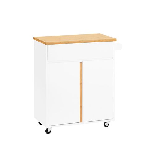 Sobuy Desserte De Cuisine À Roulettes Îlot De Cuisine Chariot De Service Buffet Placard Armoire De Rangement Avec 1 Tiroirs, 2 Portes, 4 Étages À L¿Intérieur, Porte-Torchon,74x40x85 Cm, Fkw125-Wn