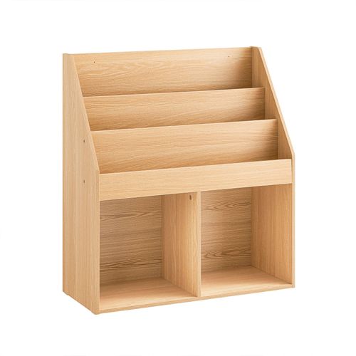 Sobuy Bibliothèque Enfant Rangement Jouet Enfant Avec 3 Étagères Et 2 Compartiments Ouverts Meuble Rangement Jouet Étagère Bibliothèque Porte-Revues Naturel 73x30x80 Cm Kmb01-N