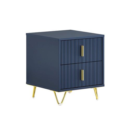Sobuy Table De Chevet, Table De Nuit Avec 2 Tiroirs, Table D¿Appoint Moderne Pour Chambre Et Salon, Bleu L40 X P40 X H47 Cm Fbt115-B