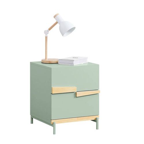 Sobuy Table De Chevet Avec 2 Tiroirs ¿ Table D¿Appoint Pour Chambre Et Salon, Vert, 40x44x49 Cm Fbt164-Gr
