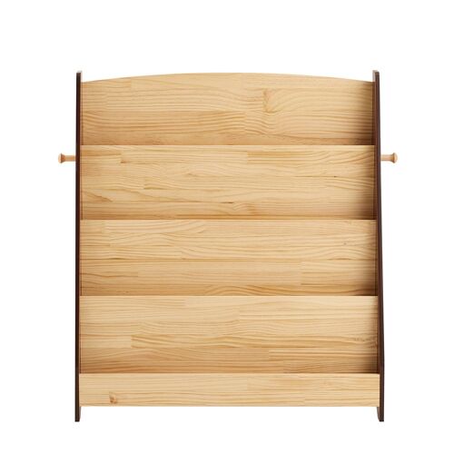 SoBuy Bibliothèque Enfant Rangement Jouet Enfant Bibliotheque Livre 4 Niveaux avec 2 Crochets Étagère à Livres Meuble de Rangement Chambre d'Eanfant Bureau Salon Naturel 91x30x89 cm KMB32-N
