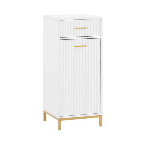 Sobuy Armoire À Linge, Corbeille À Linge, Meuble Bas De Salle De Bain Sur Pieds, Armoire Toilette, Meuble De Rangement Avec 1 Tiroir Et 1 Panier À Linge Amovible, Blanc, 40x40x95cm, Bzr180-W