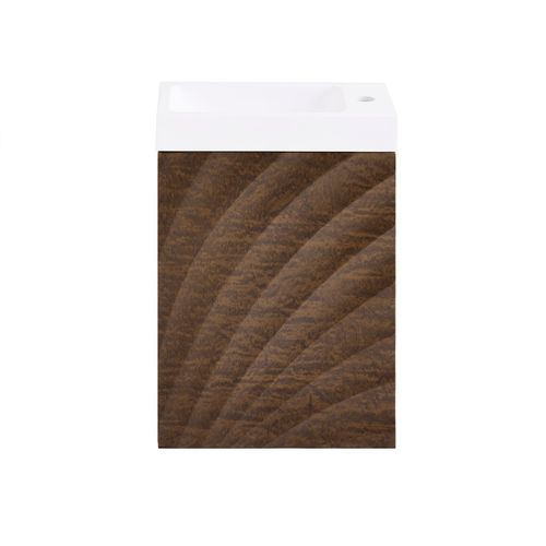 Sobuy Meuble Suspendu Avec Lavabo Armoire De Salle De Bain Avec Lavabo Meuble Salle De Bain Avec Vasque Meuble Lave-Mains Ensemble De Lavabo, Marron, 40x22x56 Cm, Bzr197-N