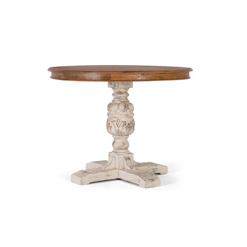 Table À Manger En Manguier Naturel Et Blanc Vieilli 1 Mètre