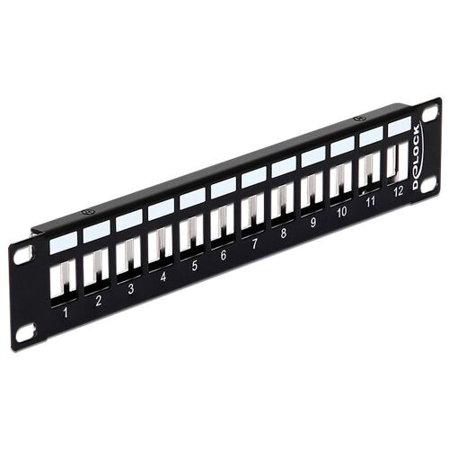 Delock Keystone Patch Panel - Tableau de connexions - noir - 1U - 10" - 12 ports