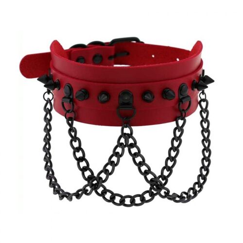 Bijoux Collier À Pointes Piky Rouge-Noir Joy Jewels
