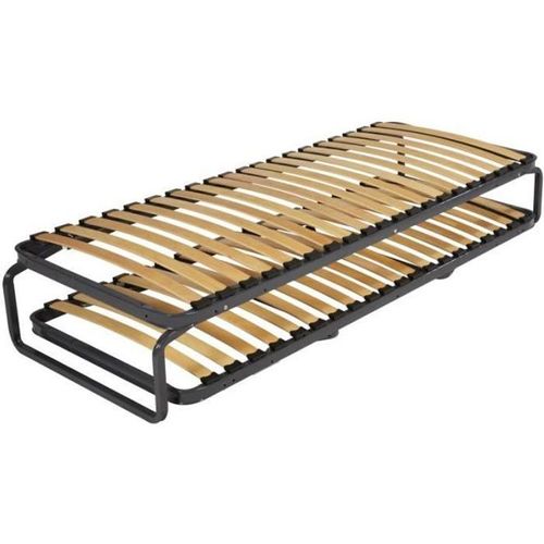 Ensemble Gigogne 90x190 - Ebac - A Lattes - Gris - 1 Place - Ferme - 2 Personnes - 2 Sommiers Indépendants