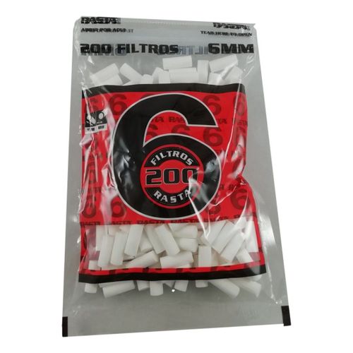 200 Filtres de Cigarettes à Rouler Slim 6 mm avec Sachet Zip Refermable
