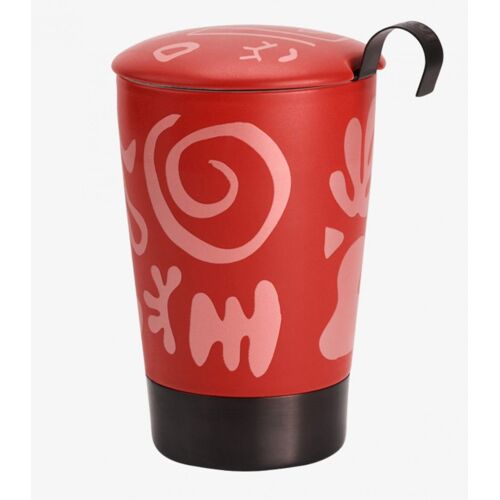 Tasse En Porcelaine À Double Paroi Avec Infuseur Opéra Rouge