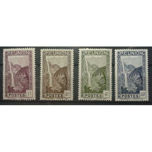 4 Timbres La Réunion 1933 Yvert Et Tellier N°125, 126, 127, 129 Piton Des Neiges Neuf** Gomme Intacte