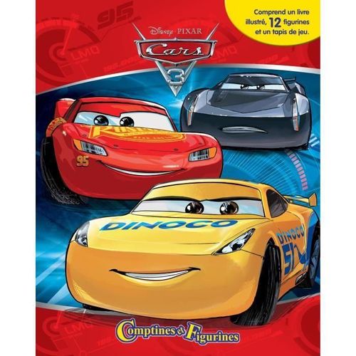 Cars 3 12 Figurines Et Un Tapis De Jeu - Livre Cartonné De 10 Pages - Garçon - 3 Ans