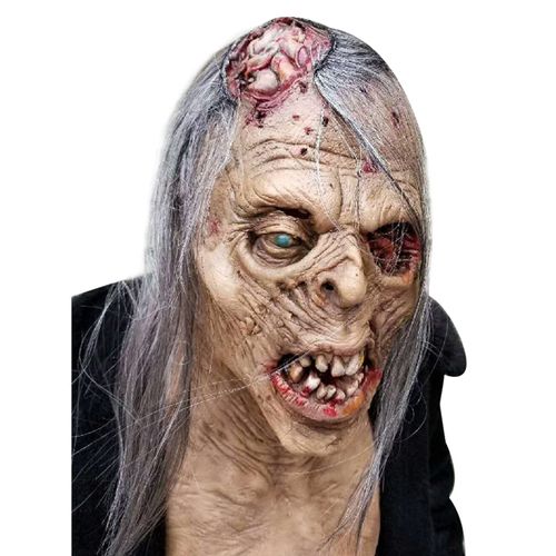 Masque Zombie Réaliste Pour Halloween - Visage Ridé, Cheveux Longs, Masque Complet Pour Fêtes De Masquerade, Carnaval, Déguisements Et Spectacles Théâtraux (Taille Universelle)