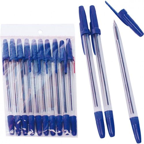 Lot De 10 Stylos À Bille De Couleur Bleue Fourniture Scolaire Bureautique Etudiant