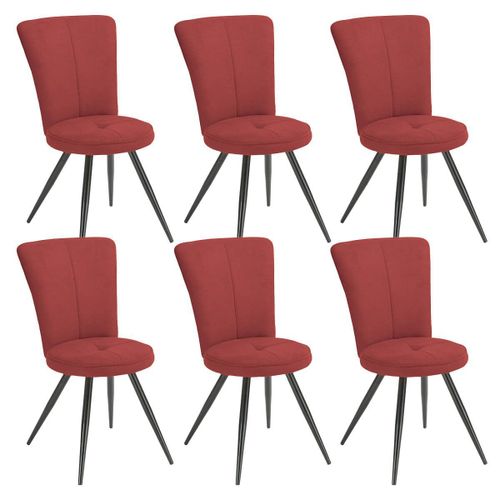 Paril - Lot De 6 Chaises Matelassées Rouges