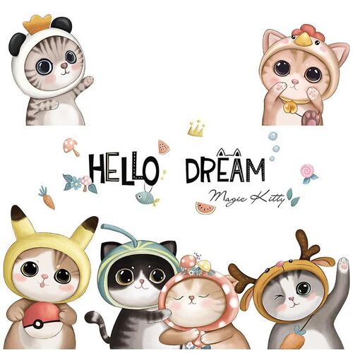 Un ensemble de stickers muraux mignons pour chats, autocollants muraux, décoration murale pour salon, chambre, cuisine, bureau