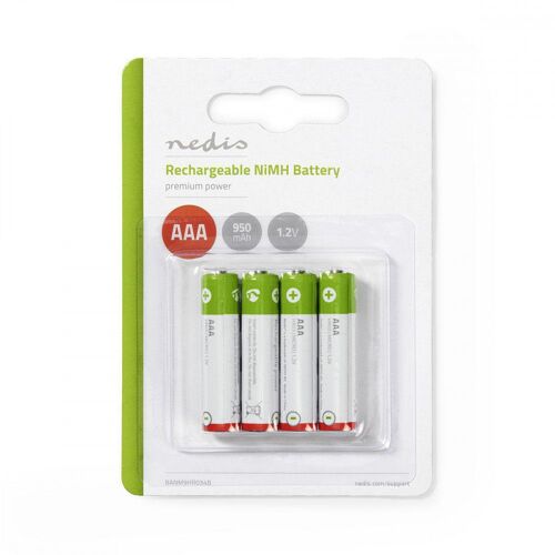 Lot De 4 Piles Rechargeables Nedis Type Aaa (r03) 1,2v 950mah