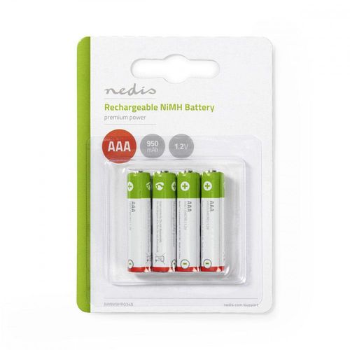 Lot De 4 Piles Rechargeables Nedis Type Aaa (r03) 1,2v 950mah