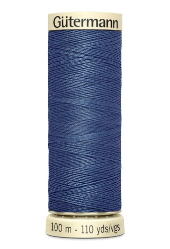 Lot De 5 Bobines 100m Fil 100% Polyester Gutermann Ref 788988 - Att 68 - Bleu Gris