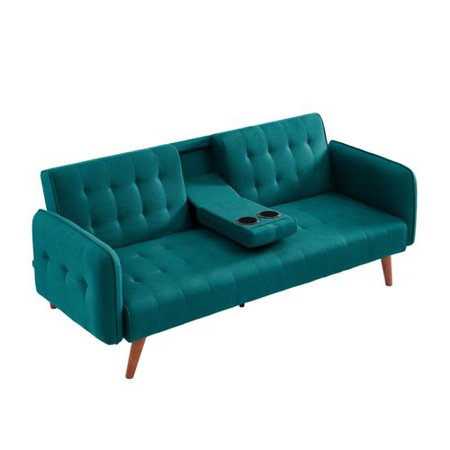 Inverness - Canapé 3 Places Convertible Avec Tablette Centrale Rabattable Vert