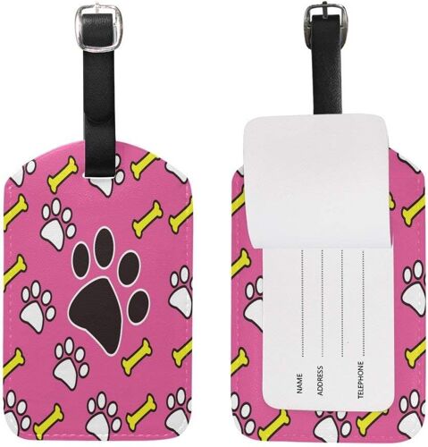 Use4 Étiquettes De Bagage En Forme De Patte De Chien Rose Et Noir Pour Sac De Voyage, Valise, 1 Pièce