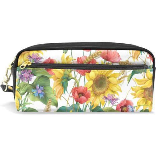 Zoo Jungle Animals Doodle With Panda Girafe Lion Tigre Elephant Zebra Birds Rotated Students Toile Crayon Trousse Pochette Papeterie Maquillage Trousse Cosmétique 21 X 5,5 X 5 Cm