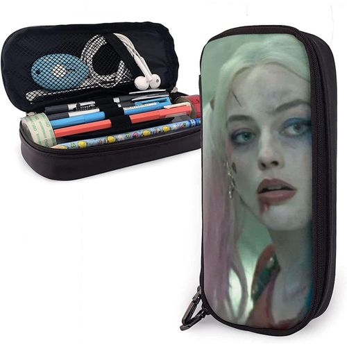 Zoo Trousse À Crayons En Toile Motif Animaux De La Jungle Avec Panda, Girafe, Lion, Tigre, Éléphant, Zèbre, Oiseaux Sur Vert 21 X 5,5 X 5 Cm