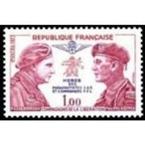 Timbre France Neuf-Pierre Bourgoin Et Pierre Kieffer Héros Des Parachutistes Compagnons De La Libération Année 1973 N° 1773