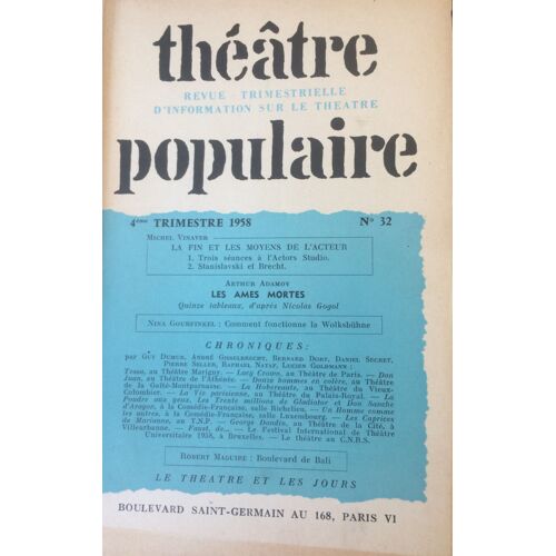 Théâtre Populaire 4ème Trimestre 1958 N°32