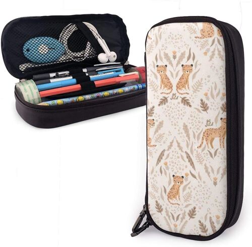 Trousse À Crayons En Toile Motif Feuilles Monstera 21 X 5,5 X 5 Cm