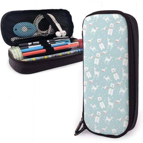 Trousse À Crayons En Toile Grise Et Blanche Pour Étudiants Motif Éléphants Avec Bouquets 21 X 5,5 X 5 Cm