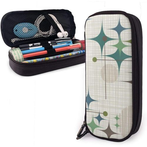 Trousse À Crayons En Toile Avec Feuilles Aquarelles En Vert Et Bleu 21 X 5,5 X 5 Cm