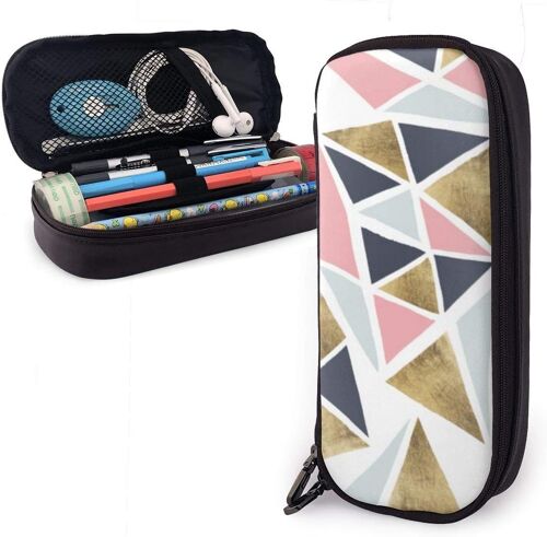 Trousse À Crayons En Toile Avec Feuilles Aquarelles En Vert Et Bleu 21 X 5,5 X 5 Cm