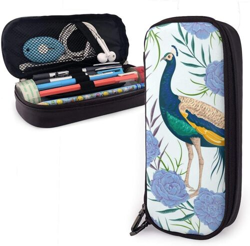 Trousse À Crayons Avec Champignons Rouges Sur Fond Bleu Turquoise