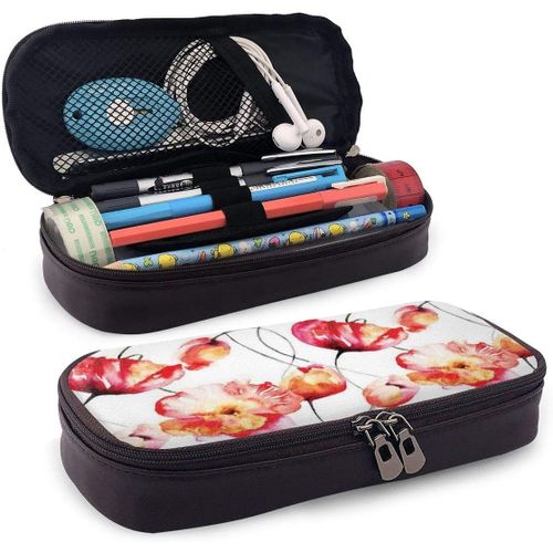 Fournitures De Bureau Écriture Trousses Synthetic Leather Pencil Case Hypaethral Rugby Field Pencil Bag Zippered Pencil Cosmetic Makeup Pouch Bag For School Work Office