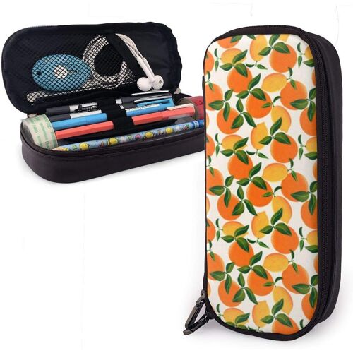Porte-Crayons Oranges Et Citrons, Pochette À Crayons De Grande Capacité, Organisateur De Papeterie Avec Fermeture Éclair Pour L'école Et Le Bureau, Trousse De Maquillage Multifonction